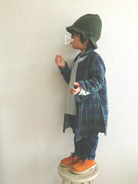 「アイテム（シャツワンピース）」を使った、あお✳さん（キッズ・90cm）の秋コーディネート