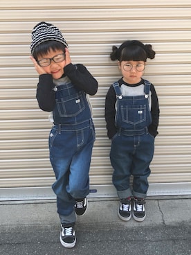 「Right-on（ライトオン）のアイテム（オールインワン・サロペット）」を使った、ruirioさん（キッズ・100cm）の春コーディネート
