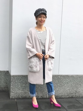 「Discoat Parisien」｜「アイテム（ノーカラージャケット）」を使った、Discoat WOMENさん（レディース・155cm）の秋コーディネート