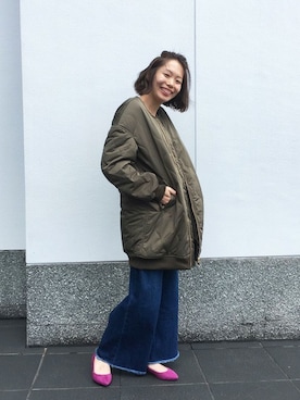 「Discoat Parisien」｜「アイテム（ノーカラージャケット）」を使った、Discoat WOMENさん（レディース・155cm）の秋コーディネート