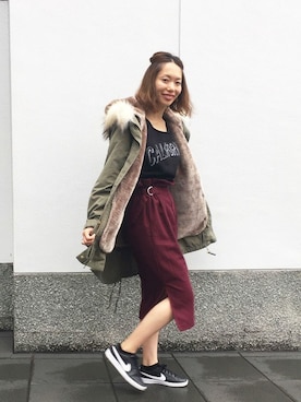 「Discoat Parisien」｜「アイテム（モッズコート）」を使った、Discoat WOMENさん（レディース・155cm）の秋コーディネート