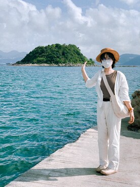 「コロナに負けない」｜「アイテム（ジャケット/アウター）」を使った、メガネコさん（レディース・162cm）の春コーディネート