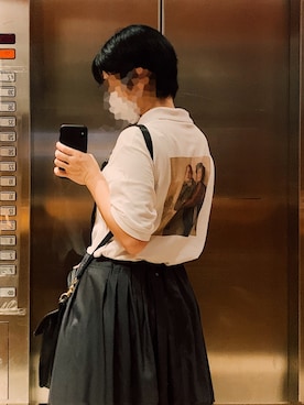 「I am I （アイアムアイ）のアイテム（トップス）」を使った、メガネコさん（レディース・162cm）の夏コーディネート