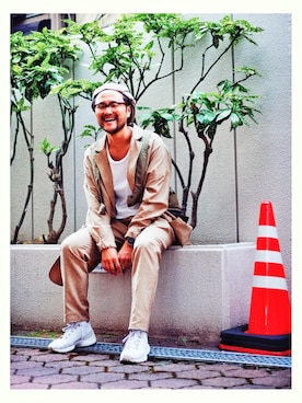 「hatra（ハトラ）のアイテム（Tシャツ/カットソー）」を使った、n Mさん（メンズ・175cm）の秋コーディネート