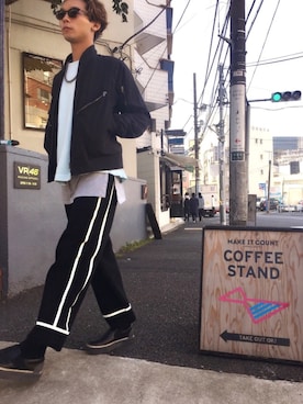 「N.HOOLYWOOD」｜「アイテム（スリッポン）」を使った、Yu Yoshidaさん（メンズ・170cm）の秋コーディネート