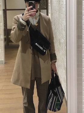 「STUDIOUS（ステュディオス）のアイテム（ノーカラージャケット）」を使った、ゆっきーさん（メンズ・177cm）の秋コーディネート
