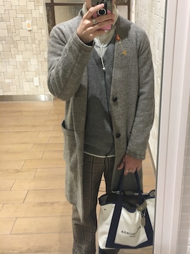 「EDIFICE（エディフィス）のアイテム（ノーカラージャケット）」を使った、ゆっきーさん（メンズ・177cm）の冬コーディネート