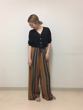 「アイテム（ビーチサンダル、ゴールド系）」を使った、nagaさん（レディース・161cm）の夏コーディネート