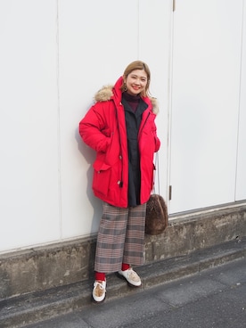 「WOOLRICH（ウールリッチ）のアイテム（ダウンジャケット/コート）」を使った、Natsuki Konoさん（レディース・165cm）の冬コーディネート