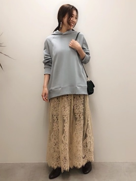 「アイテム（アクセサリー、パープル系）」を使った、MEGさん（レディース・157cm）の夏コーディネート