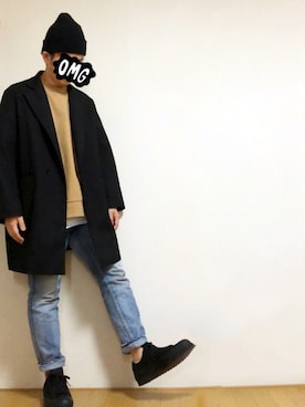 「ADAM ET ROPE'（アダムエロペ）のアイテム（チェスターコート）」を使った、hirocazuさん（メンズ・168cm）の秋コーディネート