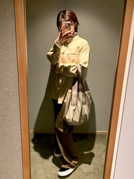「レザーコーデ」｜「アイテム（スラックス）」を使った、haruさん（レディース・157cm）の冬コーディネート
