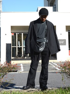 「ISAMU KATAYAMA BACKLASH（イサムカタヤマバックラッシュ）のアイテム（テーラードジャケット）」を使った、Mojaさん（メンズ・166cm）の秋コーディネート