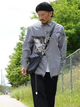 「ISAMU KATAYAMA BACKLASH（イサムカタヤマバックラッシュ）のアイテム（ハンチング/ベレー帽）」を使った、Mojaさん（メンズ・166cm）の春コーディネート