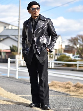「ISAMU KATAYAMA BACKLASH（イサムカタヤマバックラッシュ）のアイテム（シャツ/ブラウス）」を使った、Mojaさん（メンズ・166cm）の冬コーディネート