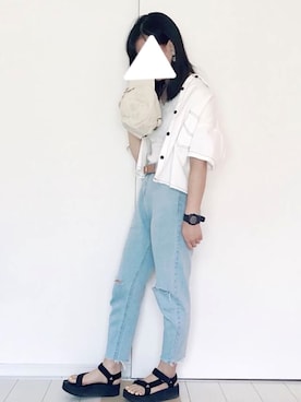 「Teva（テバ）のTeva / プラットフォーム ユニバーサル（サンダル）」を使った、きみさん（レディース・155cm）の夏コーディネート