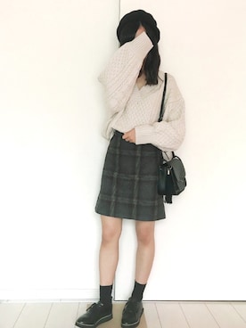 「LAKOLE（ラコレ）のアイテム（ハンチング/ベレー帽）」を使った、きみさん（レディース・155cm）の秋コーディネート