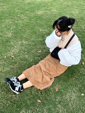 「chocomee（チョコミー）のアイテム（スウェット）」を使った、きみさん（レディース・155cm）の秋コーディネート