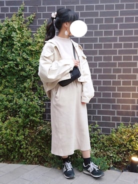 「chocomee（チョコミー）のアイテム（スウェット）」を使った、きみさん（レディース・155cm）の春コーディネート