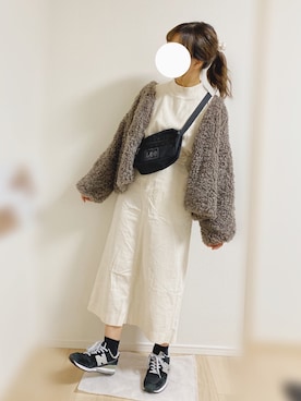 「オールホワイト」｜「アイテム（トレンチコート）」を使った、きみさん（レディース・155cm）の秋コーディネート