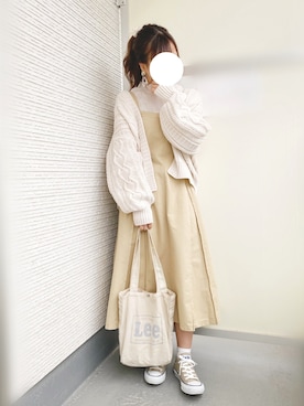 「アイテム（ヘアゴム）」を使った、きみさん（レディース・155cm）の冬コーディネート