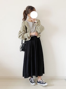 「アイテム（ヘアゴム、ホワイト系）」を使った、きみさん（レディース・155cm）の春コーディネート