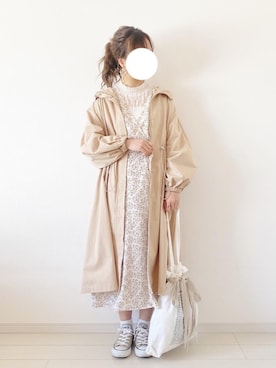 「ベージュコート」｜「アイテム（その他）」を使った、きみさん（レディース・155cm）の春コーディネート