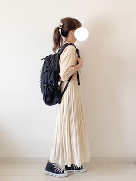 「アイテム（ヘアゴム、ホワイト系）」を使った、きみさん（レディース・155cm）の夏コーディネート