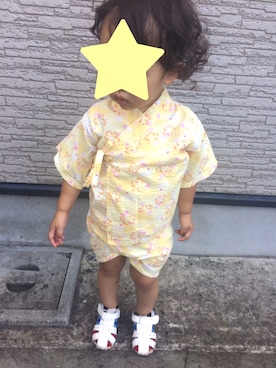 「西松屋」｜「アイテム（浴衣）」を使った、ぷっぷりんさん（キッズ・80cm）の夏コーディネート