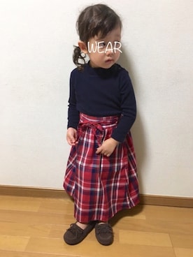 「アイテム（スカート）」を使った、ぷっぷりんさん（キッズ・90cm）の秋コーディネート