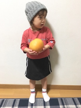 「アイテム（スカート）」を使った、ぷっぷりんさん（キッズ・90cm）の秋コーディネート