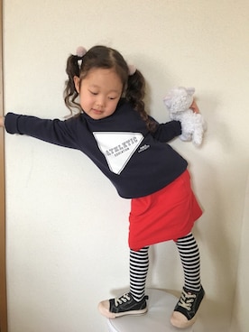 「アイテム（スカート）」を使った、ぷっぷりんさん（キッズ・90cm）の春コーディネート