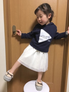 「アイテム（スカート）」を使った、ぷっぷりんさん（キッズ・90cm）の春コーディネート
