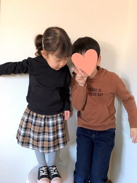 「アイテム（スカート）」を使った、ぷっぷりんさん（キッズ・90cm）の春コーディネート
