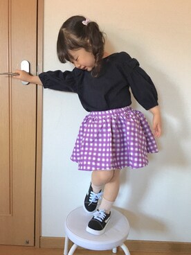 「アイテム（スカート）」を使った、ぷっぷりんさん（キッズ・100cm）の春コーディネート
