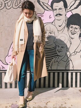 「A part by（アパートバイ）のアイテム（トレンチコート）」を使った、Naoさん（レディース・160cm）の冬コーディネート