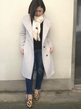 「UNTITLED（アンタイトル）のアイテム（ステンカラーコート）」を使った、Naoさん（レディース・160cm）の冬コーディネート