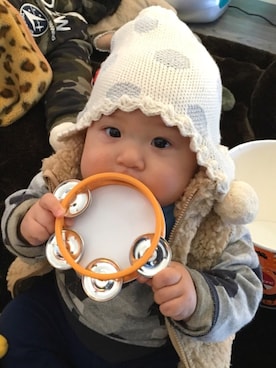 「sense of wonder（センスオブワンダー）のアイテム（帽子）」を使った、Rihwaさん（キッズ・70cm）の冬コーディネート