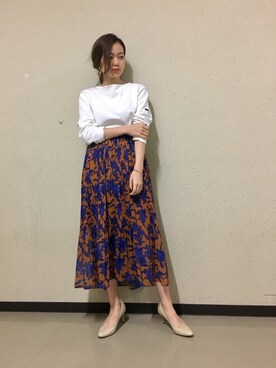 yukaさんの「プリーツヘムフレアスカート」を使ったコーディネート
