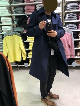 「アイテム（トレンチコート、ブルー系）」を使った、ミッチ100さん（メンズ・167cm）の秋コーディネート