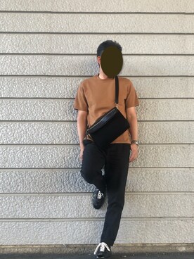 「GU（ジーユー）の（GU）コットンリネンスリムフィットトラウザー（MEN ⁄ チノ・イージーパンツ・デザインパンツ）」を使った、ミッチ100さん（メンズ・167cm）の秋コーディネート