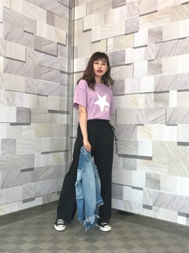 「CONVERSE TOKYO（コンバーストウキョウ）のアイテム（デニムジャケット）」を使った、kuro74さん（レディース・165cm）の春コーディネート