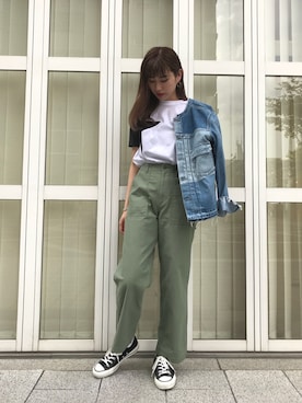 「CONVERSE TOKYO（コンバーストウキョウ）のアイテム（デニムジャケット）」を使った、kuro74さん（レディース・165cm）の春コーディネート