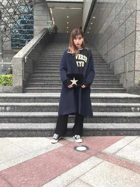 「CONVERSE TOKYO（コンバーストウキョウ）のアイテム（ノーカラージャケット）」を使った、kuro74さん（レディース・164cm）の冬コーディネート