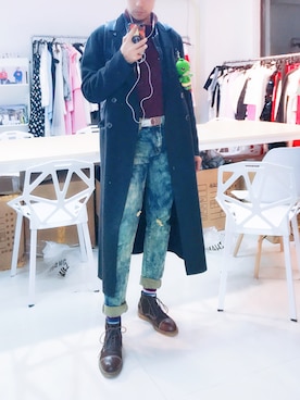 「no brand（ノーブランド）のアイテム（ダッフルコート）」を使った、角度问题さん（メンズ・183cm）の冬コーディネート