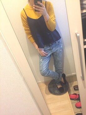 「OZOC（オゾック）のアイテム（キャミソール）」を使った、Ellieさん（レディース・155cm）の春コーディネート