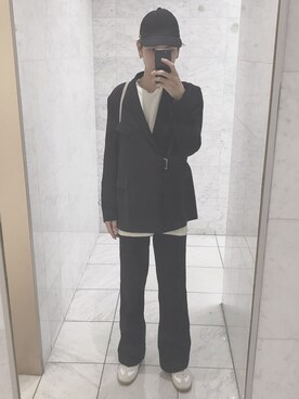 「ユニクロU」｜「アイテム（キャップ）」を使った、ゆうさん（メンズ・180cm）の冬コーディネート