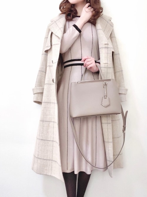 配色ライン入りニットワンピース≪tocco closet luxe≫（ワンピース