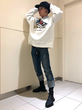 「DANKE SCHON（ダンケシェーン）のアイテム（スウェット）」を使った、クロカワ　リオさん（メンズ・170cm）の秋コーディネート