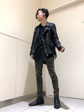 「L.H.P（エルエイチピー）のアイテム（ライダースジャケット）」を使った、クロカワ　リオさん（メンズ・170cm）の冬コーディネート